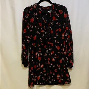 Kensie Black and Red Long Sleeve Dress